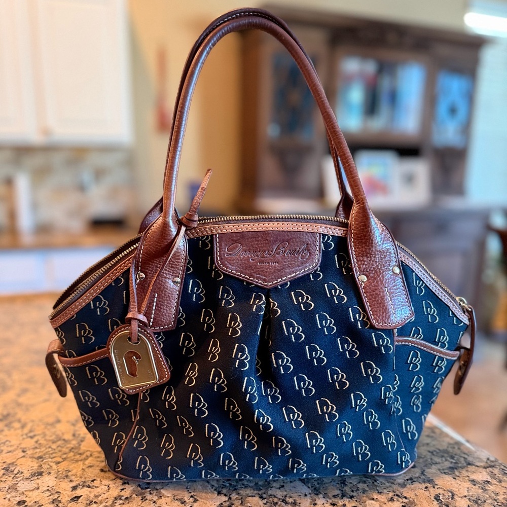 Dooney & Bourke jacquard canvas bag with leather trim